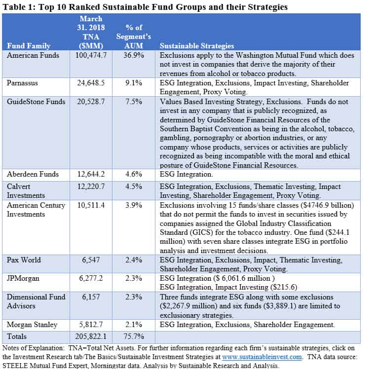 Top 10 ranked sustainable funds and their strategies