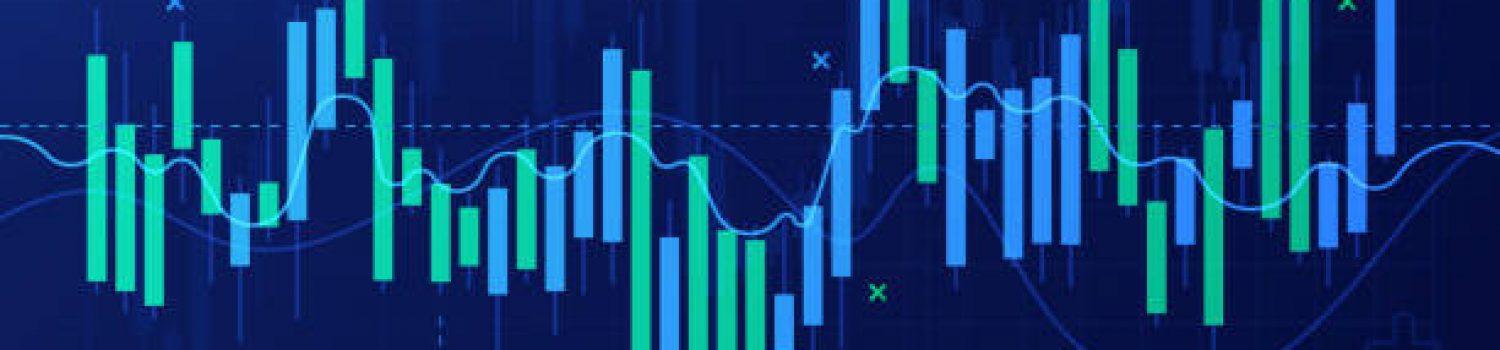 Stock market candlestick financial growth chart.