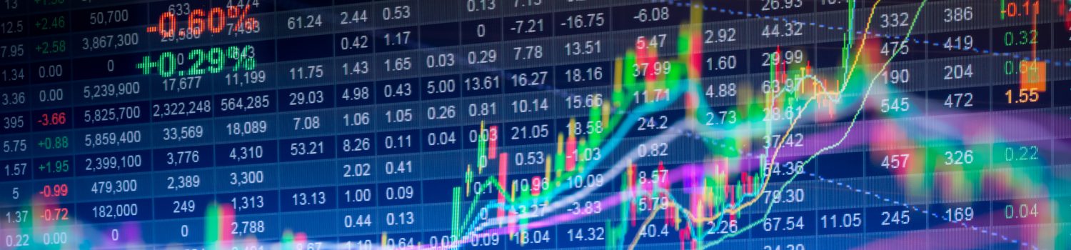 Financial data on a monitor,Stock market data on LED display concept