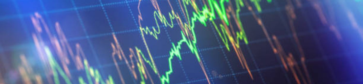 Financial charts at digital display